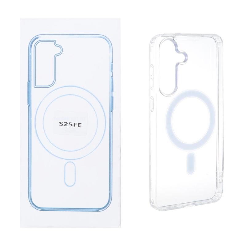 قاب گوشی Galaxy S25 FE سامسونگ اورجینال اسپیس مگ سیف Space Mag safe طرح طلقی شیشه ای شفاف کد 97046