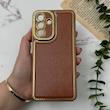 قاب گوشی Galaxy A17 سامسونگ طرح ژله ای مای کیس گلد لاین دور طلایی طرح دوخت محافظ لنز دار قهوه ای کد 97074