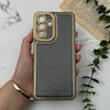 قاب گوشی Galaxy A17 سامسونگ طرح ژله ای مای کیس گلد لاین دور طلایی طرح دوخت محافظ لنز دار خاکستری کد 97076