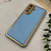 قاب گوشی Galaxy A56 سامسونگ طرح ژله ای مای کیس گلد لاین دور طلایی طرح دوخت محافظ لنز دار آبی روشن کد 97109
