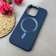 قاب گوشی iPhone 16 Pro آیفون اورجینال Leather Case لدر کیس Q Series مگ سیف دار سرمه ای کد 97136