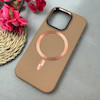 قاب گوشی iPhone 16 Pro آیفون اورجینال Leather Case لدر کیس Q Series مگ سیف دار نسکافه ای کد 97137
