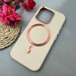قاب گوشی iPhone 16 Pro آیفون اورجینال Leather Case لدر کیس Q Series مگ سیف دار کرم کد 97138
