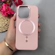 قاب گوشی iPhone 16 Pro آیفون اورجینال Leather Case لدر کیس Q Series مگ سیف دار صورتی روشن کد 97139