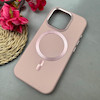 قاب گوشی iPhone 16 Pro آیفون اورجینال Leather Case لدر کیس Q Series مگ سیف دار صورتی روشن کد 97139