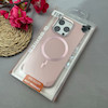 قاب گوشی iPhone 16 Pro آیفون اورجینال Leather Case لدر کیس Q Series مگ سیف دار صورتی روشن کد 97139