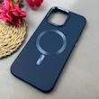 قاب گوشی iPhone 16 Pro Max آیفون اورجینال Leather Case لدر کیس Q Series مگ سیف دار سرمه ای کد E21-97142