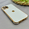 قاب گوشی iPhone 12 Pro آیفون طرح ژله ای مای کیس گلد لاین دور طلایی محافظ لنز دار سفید کد 97454