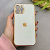 قاب گوشی iPhone 12 Pro آیفون طرح ژله ای مای کیس گلد لاین دور طلایی محافظ لنز دار سفید کد 97454