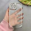 قاب گوشی iPhone 14 Pro Max آیفون طرح الکتروپلیتینگ ژله ای شفاف محافظ لنز دار نقره ای کد 97477