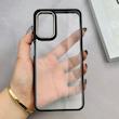 قاب گوشی Galaxy A13 4G - Galaxy A04S سامسونگ متال کیس Metal طرح پشت طلق شفاف دور سیلیکونی مشکی کد 120823