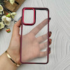 قاب گوشی Galaxy A73 سامسونگ متال کیس Metal طرح پشت طلق شفاف دور سیلیکونی زرشکی کد 120850
