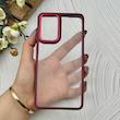 قاب گوشی Galaxy A73 سامسونگ متال کیس Metal طرح پشت طلق شفاف دور سیلیکونی زرشکی کد 120850