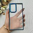 قاب گوشی Galaxy S22 Ultra سامسونگ متال کیس Metal طرح پشت طلق شفاف دور سیلیکونی سرمه ای کد 120854