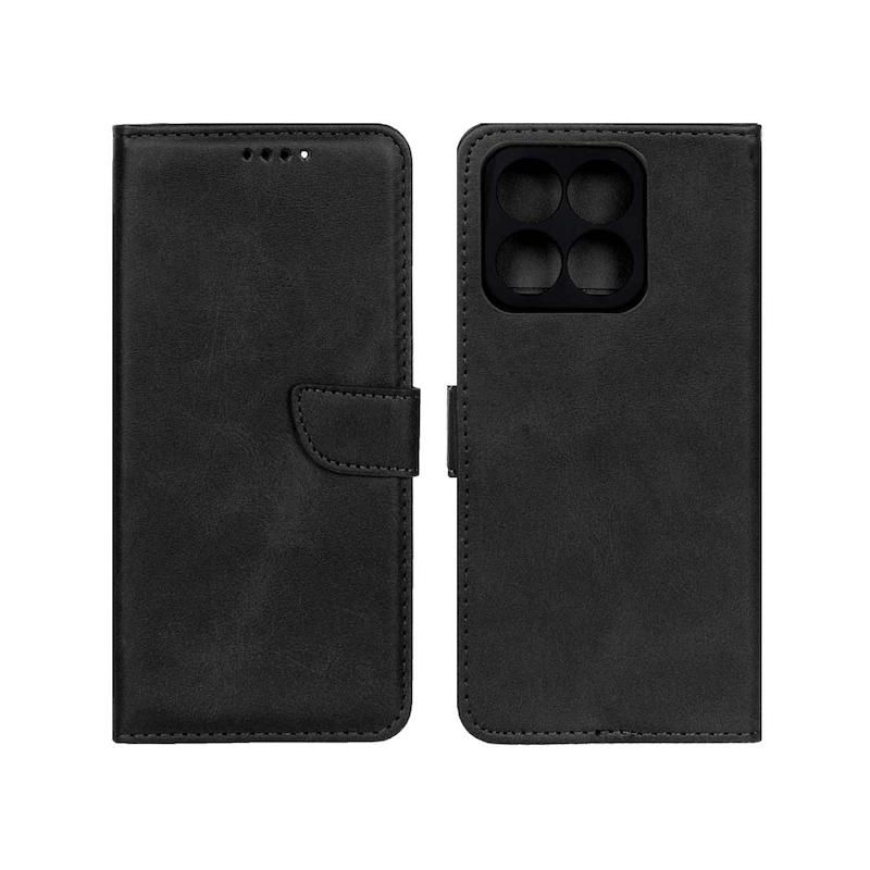 کیف گوشی Honor X8A آنر مگنتی چرم کتابی جاکارتی دار محافظ لنزدار مشکی کد 97536
