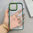 قاب گوشی iPhone 14 Pro Max آیفون متال کیس Metal طرح پشت طلق شفاف دور سیلیکونی سبز کد 120923