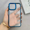 قاب گوشی iPhone 13 Pro آیفون متال کیس Metal طرح پشت طلق شفاف دور سیلیکونی سرمه ای کد 120925