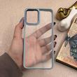 قاب گوشی Galaxy A22 4G - Galaxy M32 4G سامسونگ متال کیس Metal طرح پشت طلق شفاف دور سیلیکونی آبی کد 121183