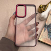 قاب گوشی Galaxy A23 سامسونگ متال کیس Metal طرح پشت طلق شفاف دور سیلیکونی زرشکی کد 121190