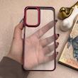 قاب گوشی Galaxy A23 سامسونگ متال کیس Metal طرح پشت طلق شفاف دور سیلیکونی زرشکی کد 121190