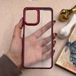 قاب گوشی Galaxy M53 5G سامسونگ متال کیس Metal طرح پشت طلق شفاف دور سیلیکونی زرشکی کد 121205