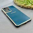 قاب گوشی Galaxy S21 Ultra سامسونگ طرح ژله ای مای کیس گلد لاین دور طلایی محافظ لنز دار آبی مازراتی کد 97546