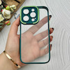 قاب گوشی iPhone 14 Pro آیفون متال کیس Metal طرح پشت طلق شفاف دور سیلیکونی استندشو سبز کد 120948