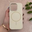 قاب گوشی iPhone 16 Pro آیفون  سیلیکونی اورجینال پاک کنی مگ سیف دار Magsafe درجه یک زیربسته کرم کد 121277