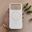 قاب گوشی iPhone 17 Pro Max آیفون سیلیکونی اورجینال پاک کنی مگ سیف دار Magsafe درجه یک زیربسته سفید کد 121302