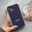 قاب گوشی iPhone 13 آیفون سیلیکونی اورجینال پاک کنی درجه یک زیربسته محافظ لنزدار بنفش تیره کد 120783