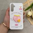 قاب گوشی Galaxy A55 سامسونگ دوتیکه مات پاستیلی عروسکی برجسته هلو کیوت سفید کد 123496