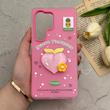 قاب گوشی Galaxy S25 Ultra سامسونگ دوتیکه مات پاستیلی عروسکی برجسته هلو کیوت صورتی کد 123559