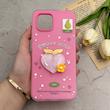قاب گوشی Redmi A1 - Redmi A2 شیائومی دوتیکه مات پاستیلی عروسکی برجسته هلو کیوت صورتی کد 123614