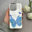 قاب گوشی iPhone 15 Pro Max آیفون اورجینال فانتزی سخت آینه ای لنز کرومی ایربگ دار طرح پروانه کیوت کد 122124