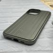 قاب گوشی iPhone 16 Pro Max آیفون اورجینال M Company ضد ضربه کرکره ای دور سیلیکونی پشت سخت خاکستری کد 123797