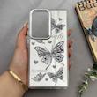 قاب گوشی Galaxy S25 Ultra سامسونگ اورجینال فانتزی سخت آینه ای لنز کرومی ایربگ دار طرح پروانه کیوت کد 122493