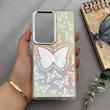 قاب گوشی Galaxy S25 Ultra سامسونگ اورجینال فانتزی سخت آینه ای لنز کرومی ایربگ دار طرح پروانه کیوت کد 122494