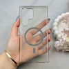 قاب گوشی Galaxy S24 Ultra سامسونگ فول طلقی مگ سیف دار شفاف کریستالی اورجینال AVA شیشه ای طوسی کد 121005