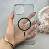 قاب گوشی iPhone 12 Pro Max آیفون فول طلقی مگ سیف دار شفاف کریستالی اورجینال AVA شیشه ای مشکی کد 121010