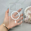 قاب گوشی iPhone 16 Pro Max آیفون فول طلقی مگ سیف دار شفاف کریستالی اورجینال AVA شیشه ای سفید کد 121013
