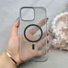 قاب گوشی iPhone 16 Pro Max آیفون فول طلقی مگ سیف دار شفاف کریستالی اورجینال AVA شیشه ای مشکی کد 121015