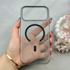 قاب گوشی iPhone 17 Pro Max آیفون فول طلقی مگ سیف دار شفاف کریستالی اورجینال AVA شیشه ای مشکی کد 121018