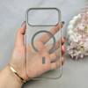 قاب گوشی iPhone 17 Pro Max آیفون فول طلقی مگ سیف دار شفاف کریستالی اورجینال AVA شیشه ای طوسی کد 121020