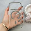قاب گوشی iPhone 17 Pro آیفون فول طلقی مگ سیف دار شفاف کریستالی اورجینال AVA شیشه ای طوسی کد 121021