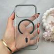 قاب گوشی iPhone 17 Pro آیفون فول طلقی مگ سیف دار شفاف کریستالی اورجینال AVA شیشه ای مشکی کد 121022