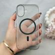 قاب گوشی iPhone 17 آیفون فول طلقی مگ سیف دار شفاف کریستالی اورجینال AVA شیشه ای مشکی کد 121028