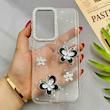 قاب گوشی Galaxy A56 سامسونگ شفاف رزینی Luxury لنز نگین دار کرومی کد E10-124405