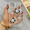 قاب گوشی iPhone 13 - iPhone 14 آیفون شفاف رزینی Luxury لنز نگین دار کرومی کد 124429