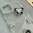 قاب گوشی iPhone 12 - iPhone 12 Pro آیفون شفاف رزینی Luxury لنز نگین دار کرومی کد 124430