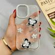 قاب گوشی iPhone 16 آیفون شفاف رزینی Luxury لنز نگین دار کرومی کد E10-124434